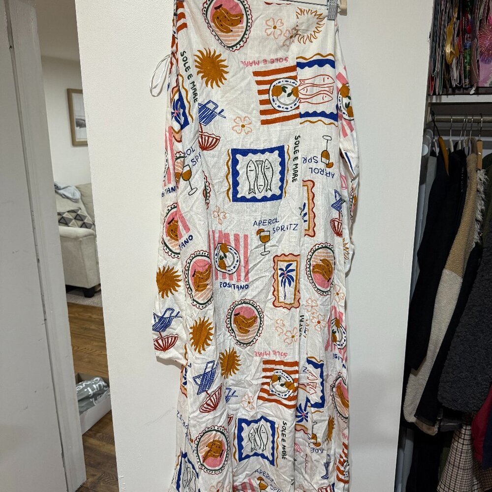 🏷 *NWT*  ✨🍋 Paper Heart Amalfi Print Tie-Waist Maxi Dress 🍹✨ Paper Heart